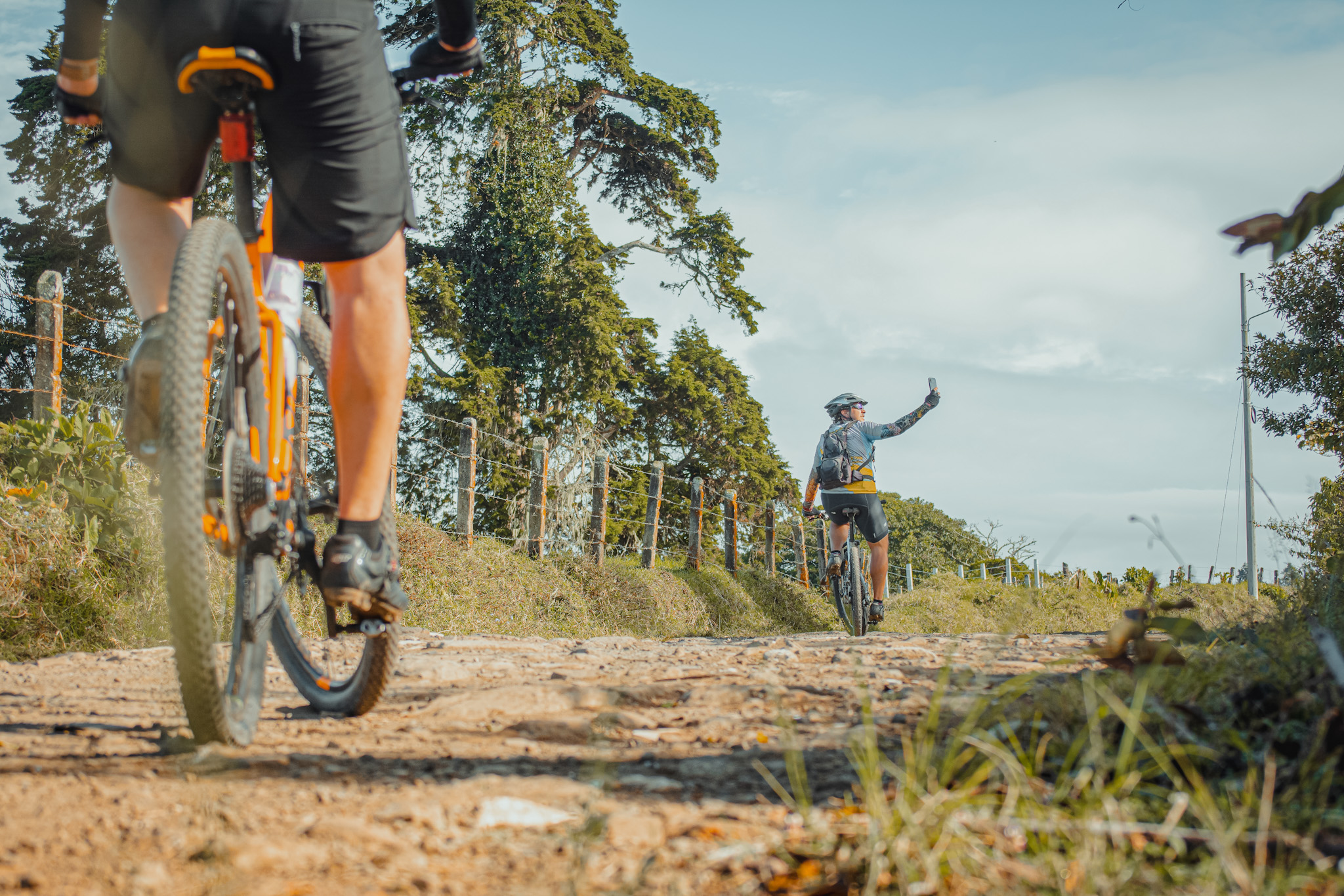 ground shot of man biking