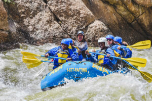 Group rafting the Browns Canyon in Colorado